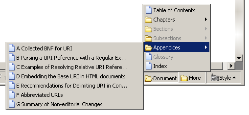 (LINK elements displayed in Mozilla Firefox for RFC2396.xml)